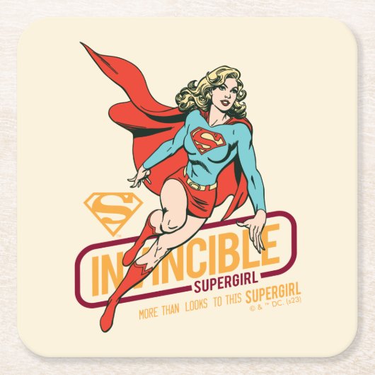 Unübertreffliche Supergirl Retro Grafik Rechteckiger Pappuntersetzer (Vorderseite)