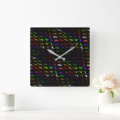 Unusual cool rainbow colorful cute dinosaur quadratische wanduhr (Zuhause)