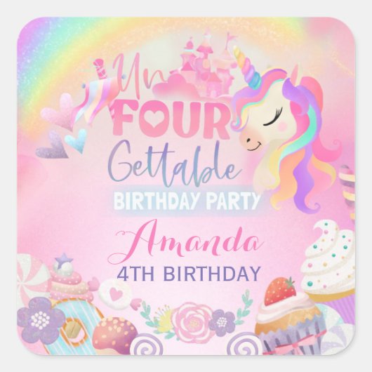 unvergesslich quadratischer aufkleber (Vorderseite)