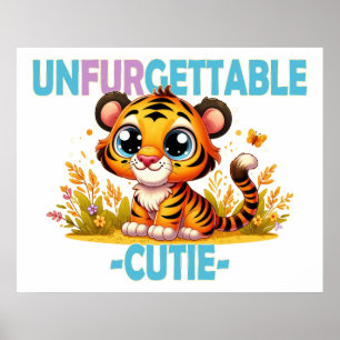 Unvergesslich Süße lustige Wortspiel. Baby-Tiger C Poster