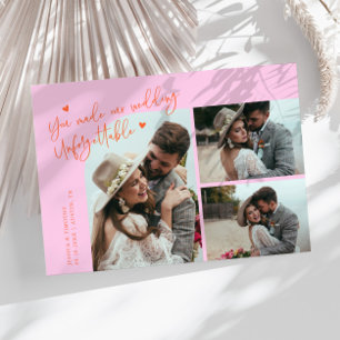 Unvergessliche Hochzeit Orange Pink Multi Foto Dankeskarte