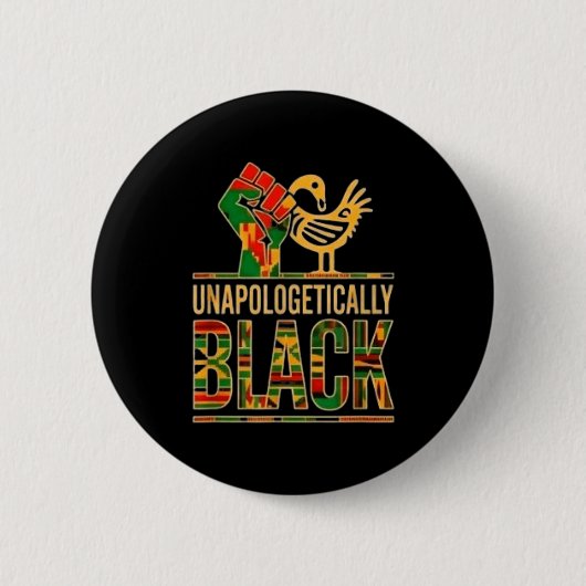 Unverhohlen schwarzer Stolz erhobene Faust Sankofa Button (Vorderseite)