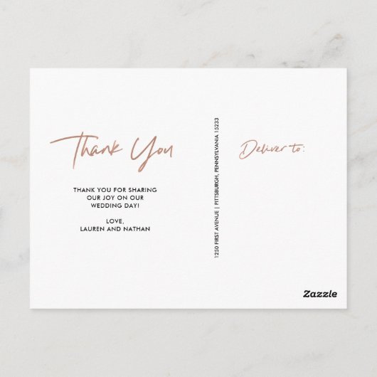 Unverkennbar | Imitats Rose Gold Wedding Foto Viel Postkarte (Rückseite)