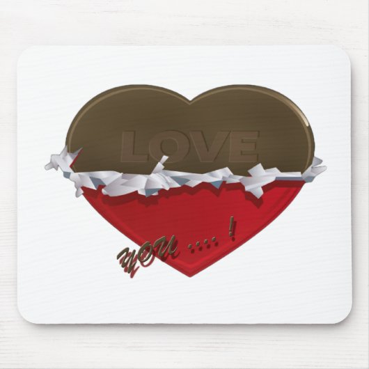 unverpackte Schokoladenherz-Liebe Mousepad (Vorne)