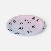 Unverschämte Katzen-Abdrücke Rosa und Blau Pappteller (Schrägansicht)