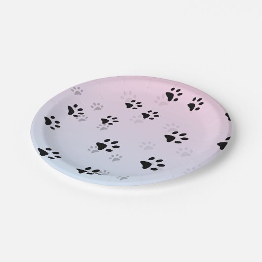 Unverschämte Katzen-Abdrücke Rosa und Blau Pappteller (Schrägansicht)