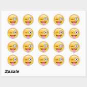 Unverschämter emoji Wink Runder Aufkleber (Blatt)