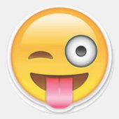 Unverschämter emoji Wink Runder Aufkleber (Vorderseite)