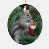 Unverschämter WeihnachtsChipmunk Keramikornament (Links)