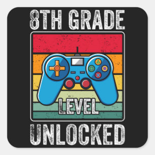 Unverschlossene Kinder der achten Klasse zurück z Quadratischer Aufkleber