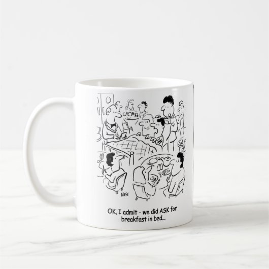 Unverständnis über das Frühstück im Bett Kaffeetasse (Links)