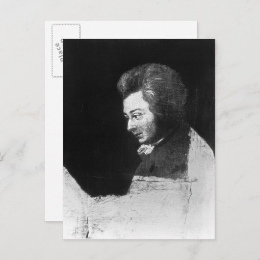 Unvollendetes Portrait von Wolfgang Amadeus Mozart Postkarte (Vorne/Hinten)