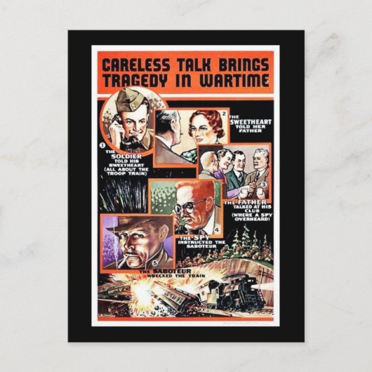 Unvorsichtiger Vortrag bringt Tragödie in Kriegsze Postkarte (Vorderseite)