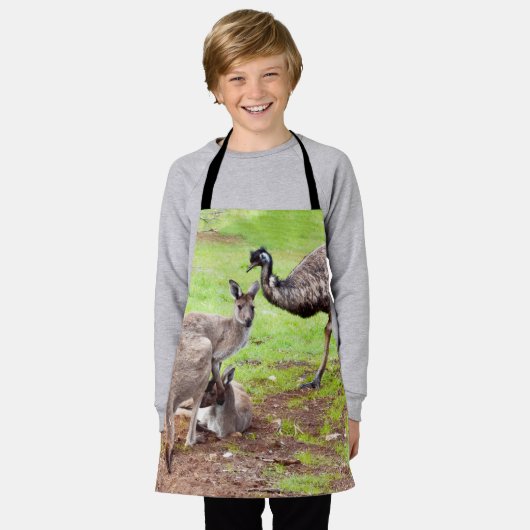 "Unwahrscheinliche Pals: The Kangaroo and Emu Frie Schürze (Getragen)