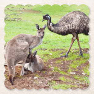 "Unwahrscheinliche Pals: The Kangaroo and Emu Frie Untersetzer