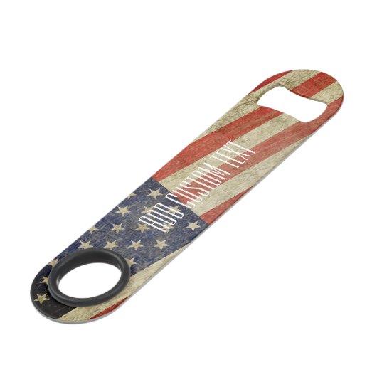 Unwetterte, beängstigende amerikanische Flagge Speedflaschenöffner (Vorderseite Schrägansicht)