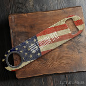 Unwetterte, beängstigende amerikanische Flagge Speedflaschenöffner