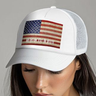 Unwetterte, beängstigende amerikanische Flagge Truckerkappe