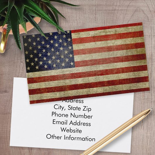 Unwetterte, beängstigende amerikanische Flagge Visitenkarte