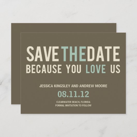 Unwiderstehliche Save the Date-Karte - Grau Save The Date (Vorne/Hinten)