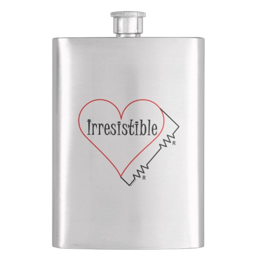 Unwiderstehliches elektrisches Herz Flachmann (Vorderseite)