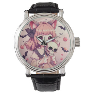 Unwiderstehliches Halloween-Mädchen Horror Kawai Armbanduhr