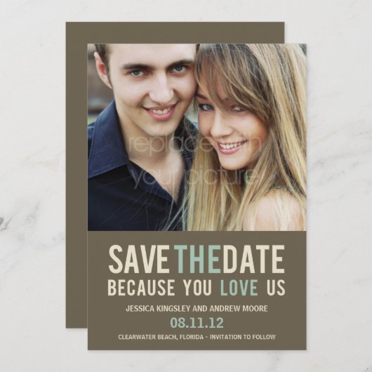 Unwiderstehliches Request-Foto Save the Date - Gra (Vorne/Hinten)
