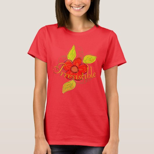 Unwiderstehliches Rotes Flower T-Shirt (Vorderseite)