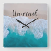 Unwind Ocean Beach Wall Clock Quadratische Wanduhr (Vorderseite)