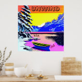 UNWIND - Schneeberge Seeboot. bearbeitbar Poster (Küche)