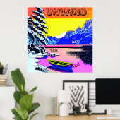 UNWIND - Schneeberge Seeboot. bearbeitbar Poster (Heimbüro)