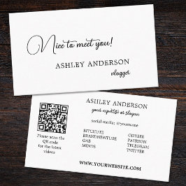 Unzensierte einfache Vlogger Social Media QR Code Visitenkarte