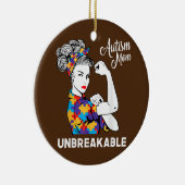 Unzerbrechliche Autismus Mama Messy Bun Autismus B Keramik Ornament (Rechts)