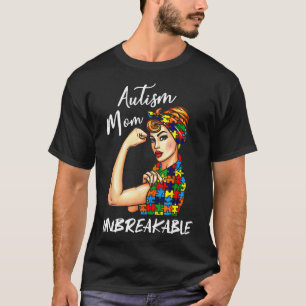 Unzerbrechliche Autismus Mama Messy Bun Autismus B T-Shirt