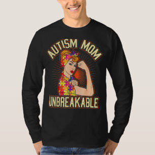 Unzerbrechliche Autismus Mama Messy Bun Autismus B T-Shirt