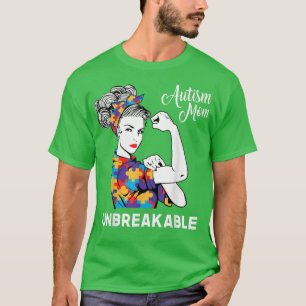 Unzerbrechliche Autismus Mama Messy Bun Autismus B T-Shirt