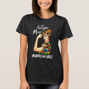 Unzerbrechliche Autismus Mama Messy Bun Autismus B T-Shirt