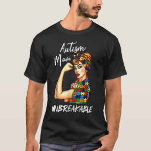 Unzerbrechliche Autismus Mama Messy Bun Autismus B T-Shirt