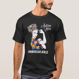 Unzerbrechliche Autismus Mama Messy Bun Autismus B T-Shirt