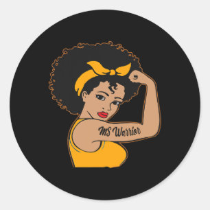 Unzerbrechliche Multiple Sklerose Afro Black Runder Aufkleber