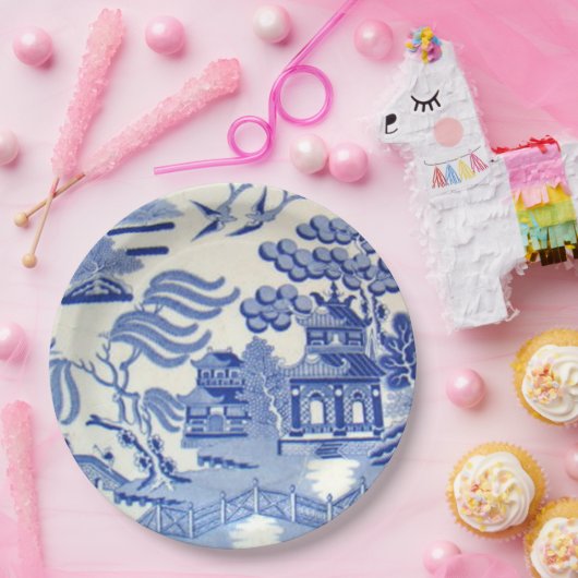 Unzerbrechlicher blauer Weide-Teller 9 Zoll Pappteller (Party)