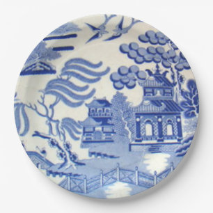 Unzerbrechlicher blauer Weide-Teller 9 Zoll Pappteller