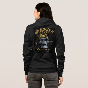 Unzerbrochene Schädelkönigskrone Kantige Motivatio Hoodie