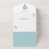 Up and Away Blue Hot Air Ballon Babydusche All In One Einladung (Außenbereich)