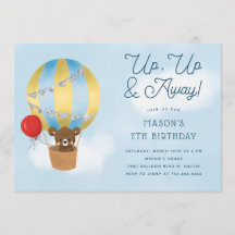 Up and Away Blue Hot Air Ballon Birthday