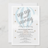 Up and Away Hot Air Ballon Blue Dusche per Mail Einladung (Vorderseite)