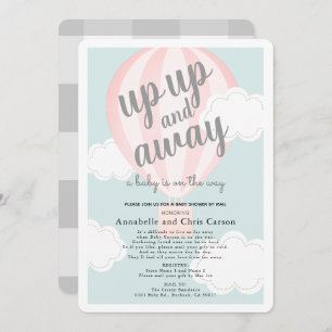Up and Away Pink Hot Air Ballon Dusche per Mail Einladung