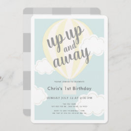 Up and Away Yellow Hot Air Ballon 1. Geburtstag Einladung