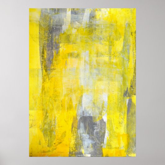 "Up and Down" Graue und gelbe Abstrakte Art Poster (Vorne)