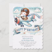 Up & Away 1. Geburtstagsjunge Flugzeug Einladung (Vorderseite)